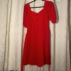 Polka Dot Red Dress Size: L